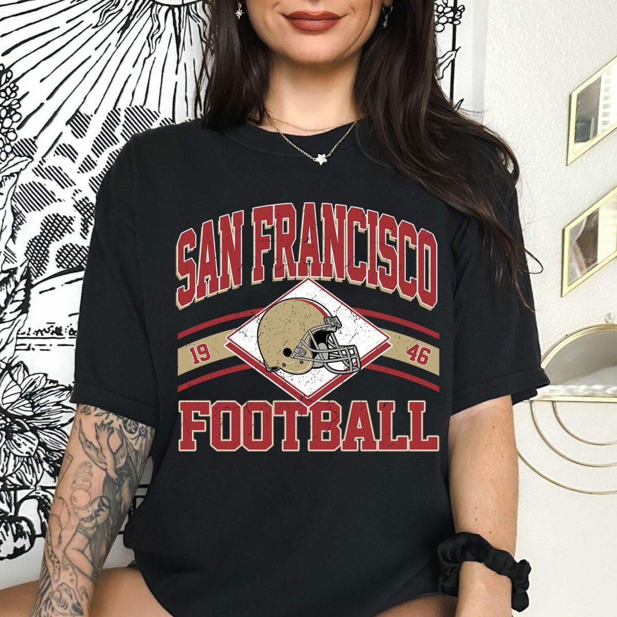 San Francisco Football Sweatshirt Shirt Retro Style 90s Vintage Unisex Crewneck Sun Day Football Graphic Tee Gift For Football Fan Sport 4