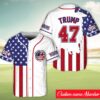 Trump 47 Baseball Jersey Custom Name Baseball Jersey MAGA Make America Great Again Baseball Jersey Trump Supporter Jersey Republican 1