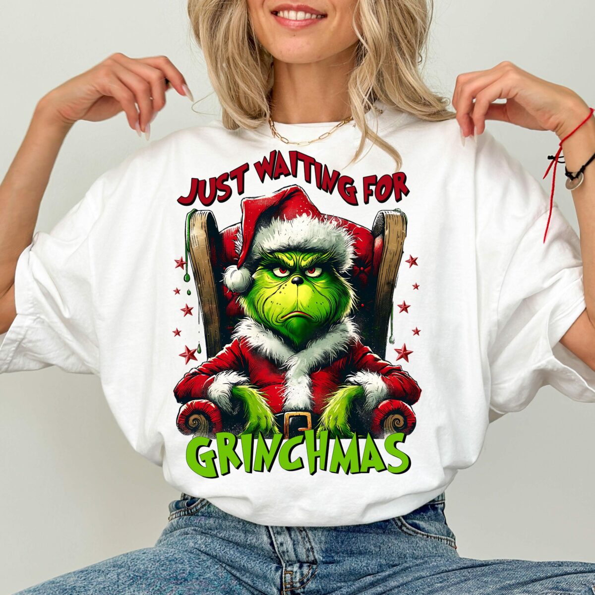 Grinch Just Waiting For Christmas Png Retro Christmas png Funny Christmas png Retro Christmas PNG Christmas Sublimation Designs Santa 3