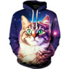 3D Graphic Galaxy Funny Cat Hoodie