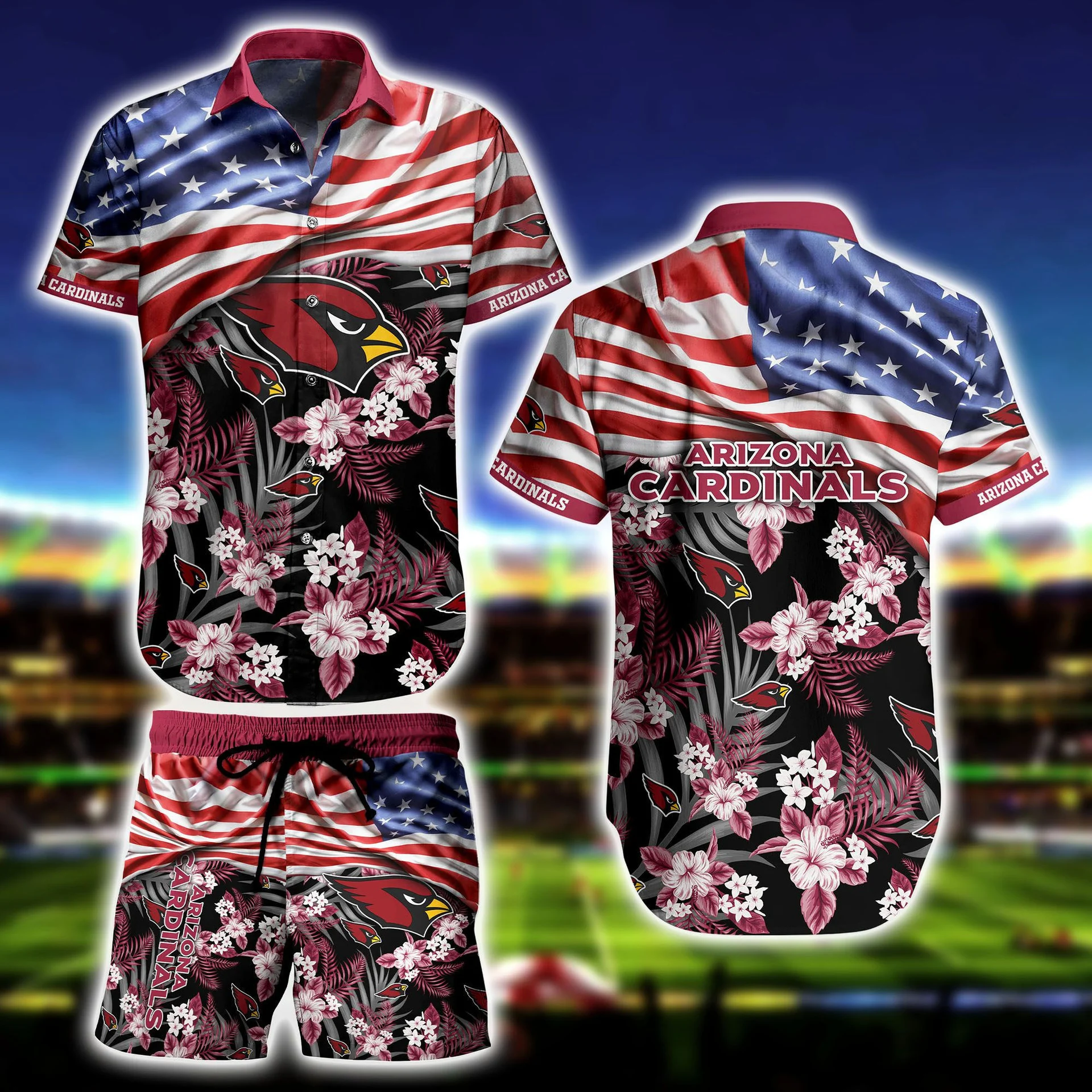 arizona cardinals patriotic bloom hawaiian shirt t57zc