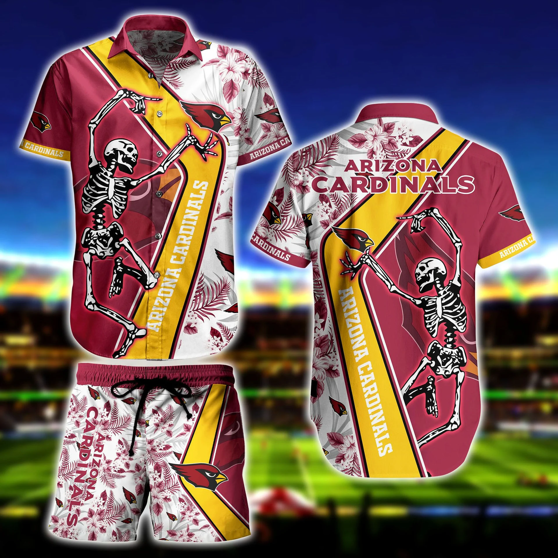 arizona cardinals skeleton victory hawaiian shirt wztkh