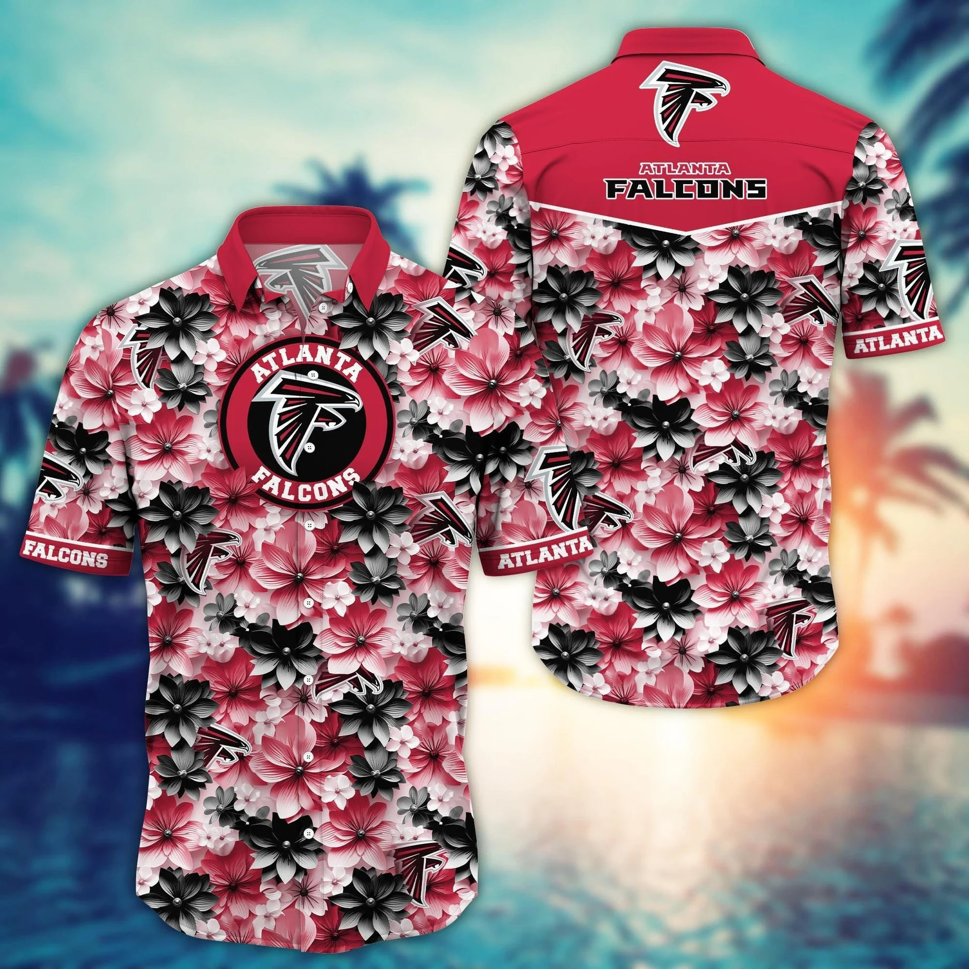 atlanta falcons bold blooms hawaiian shirt