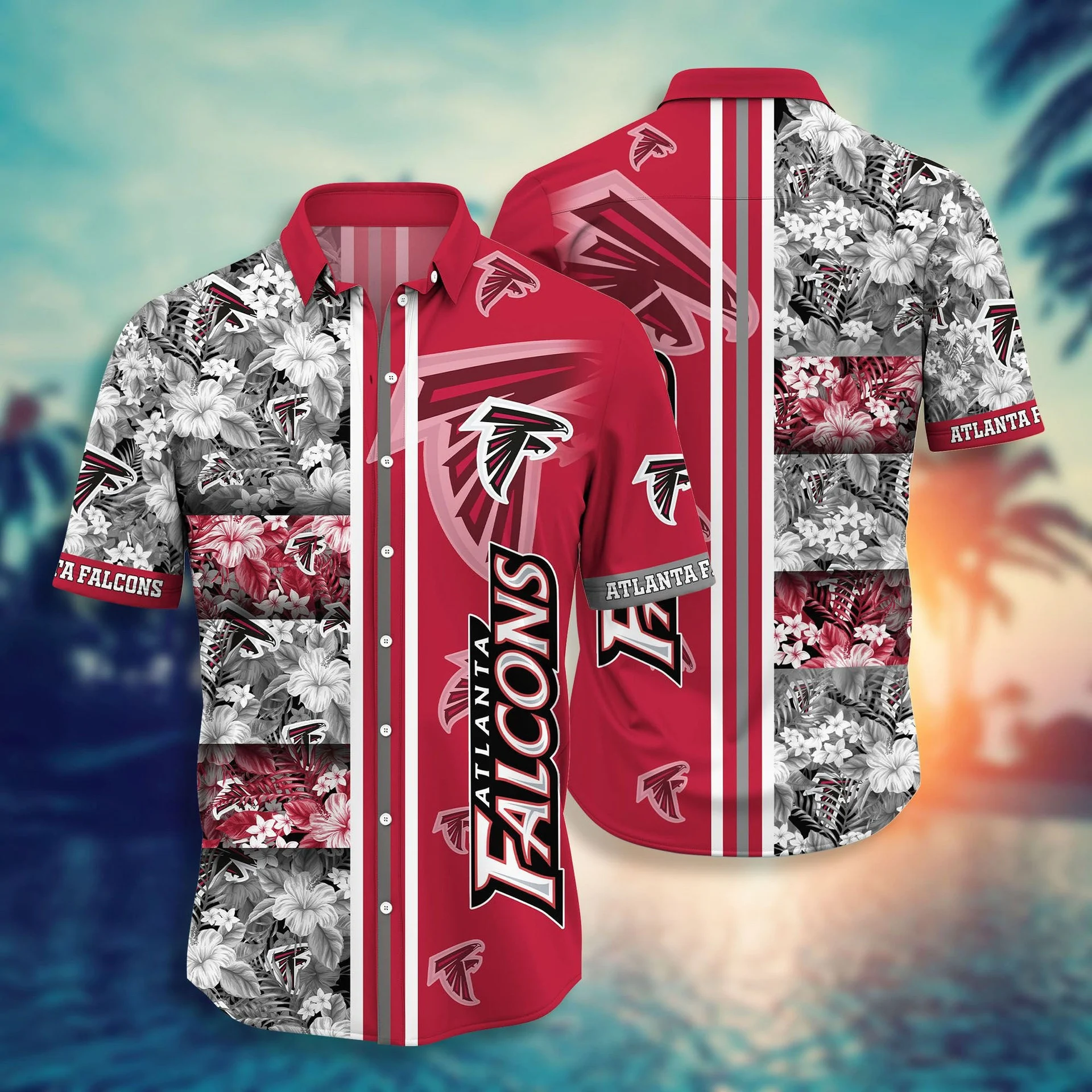 atlanta falcons classic floral stripe hawaiian shirt njspr