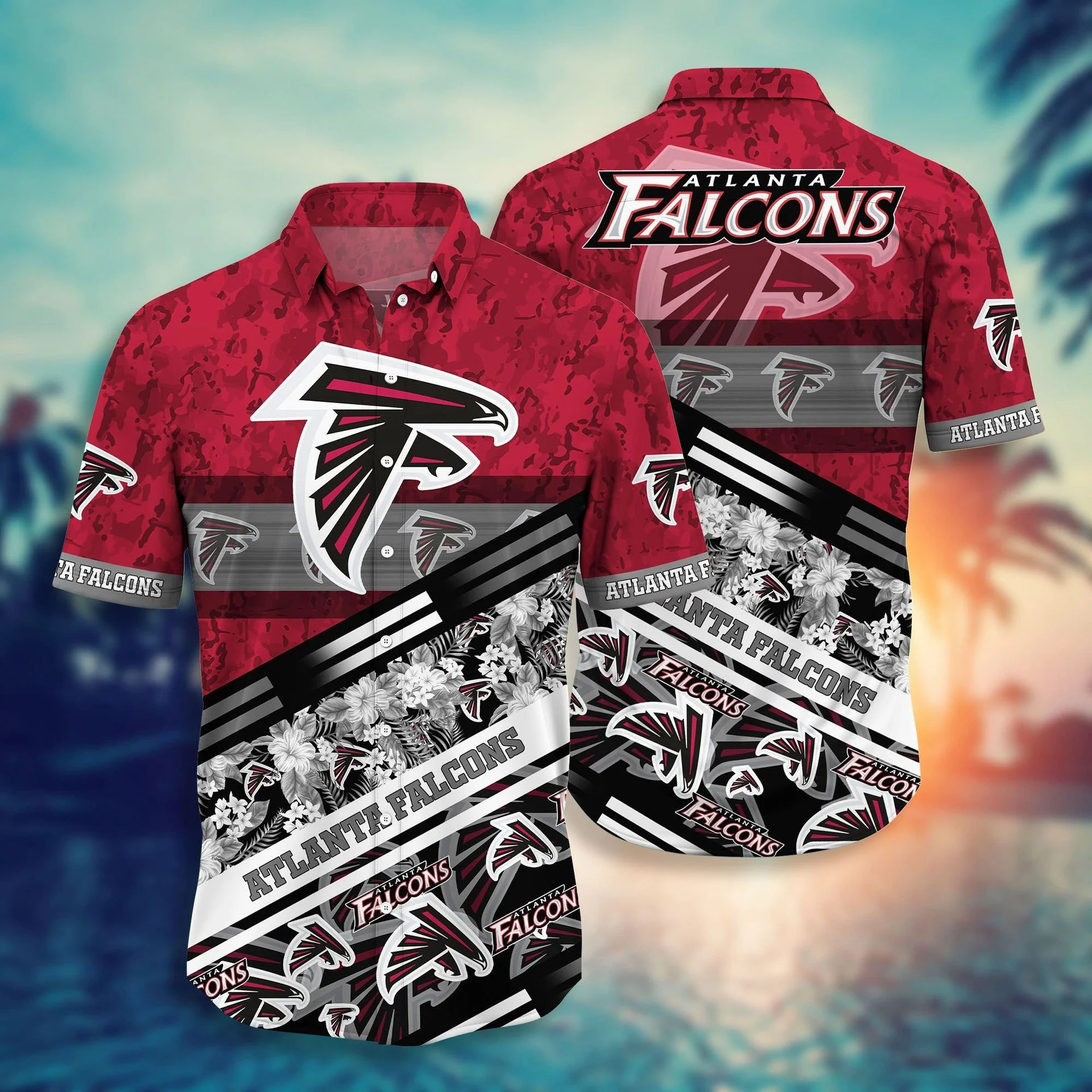 atlanta falcons floral stripes hawaiian shirt zjh91