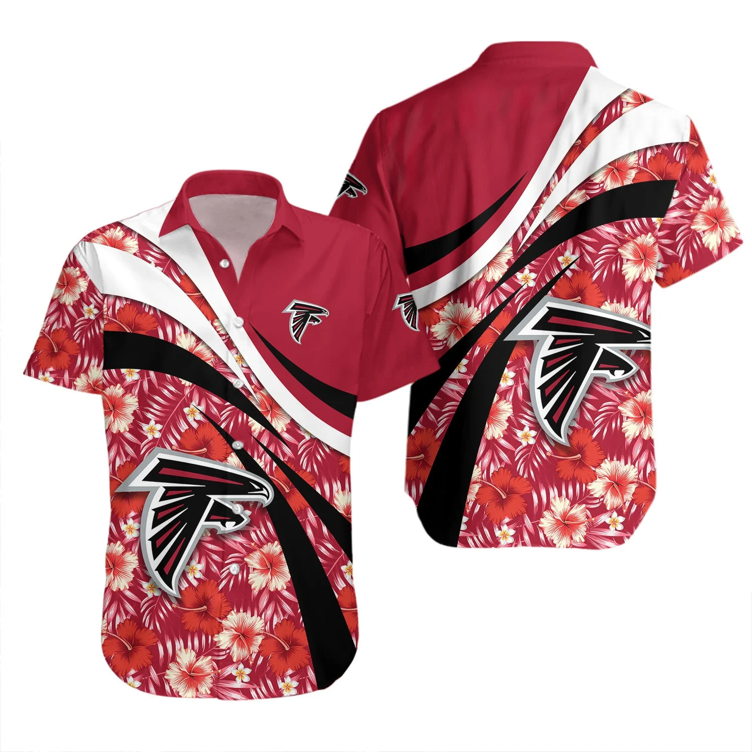 atlanta falcons floral wave hawaiian shirt lyptl