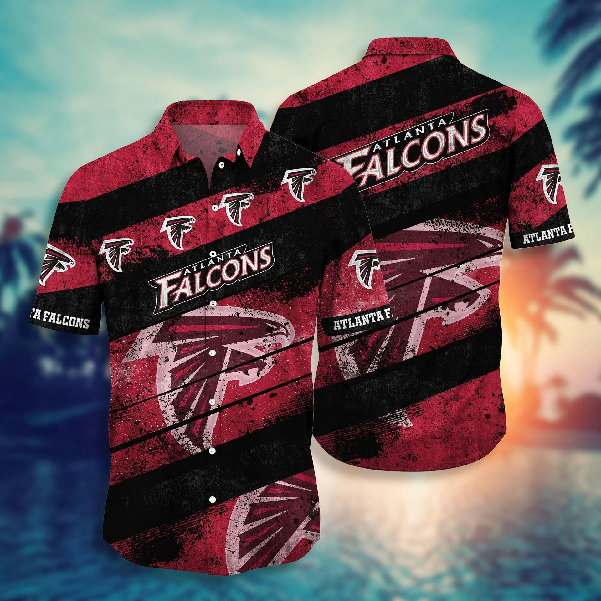 atlanta falcons grunge stripes hawaiian shirt