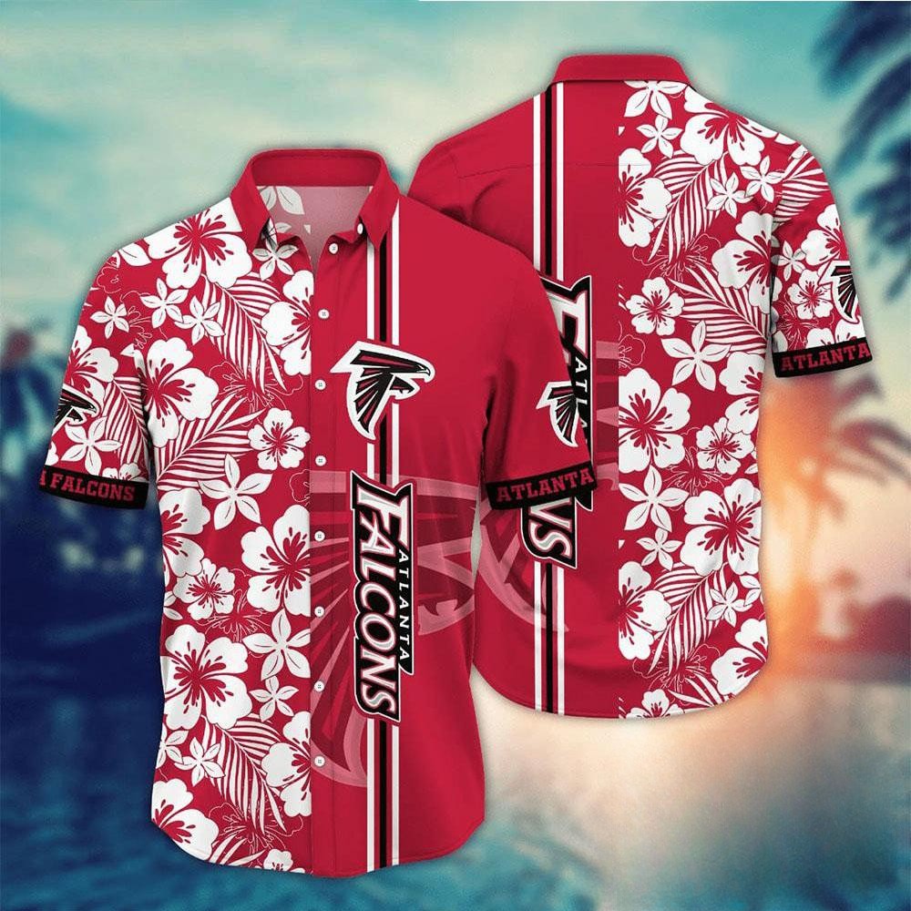 atlanta falcons hibiscus stripes hawaiian shirt iho25