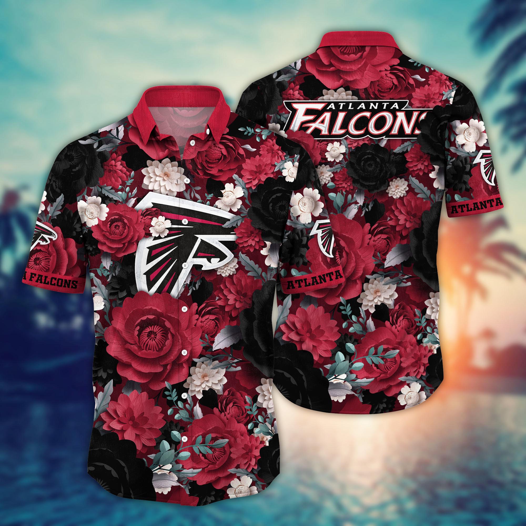 atlanta falcons midnight rose hawaiian shirt