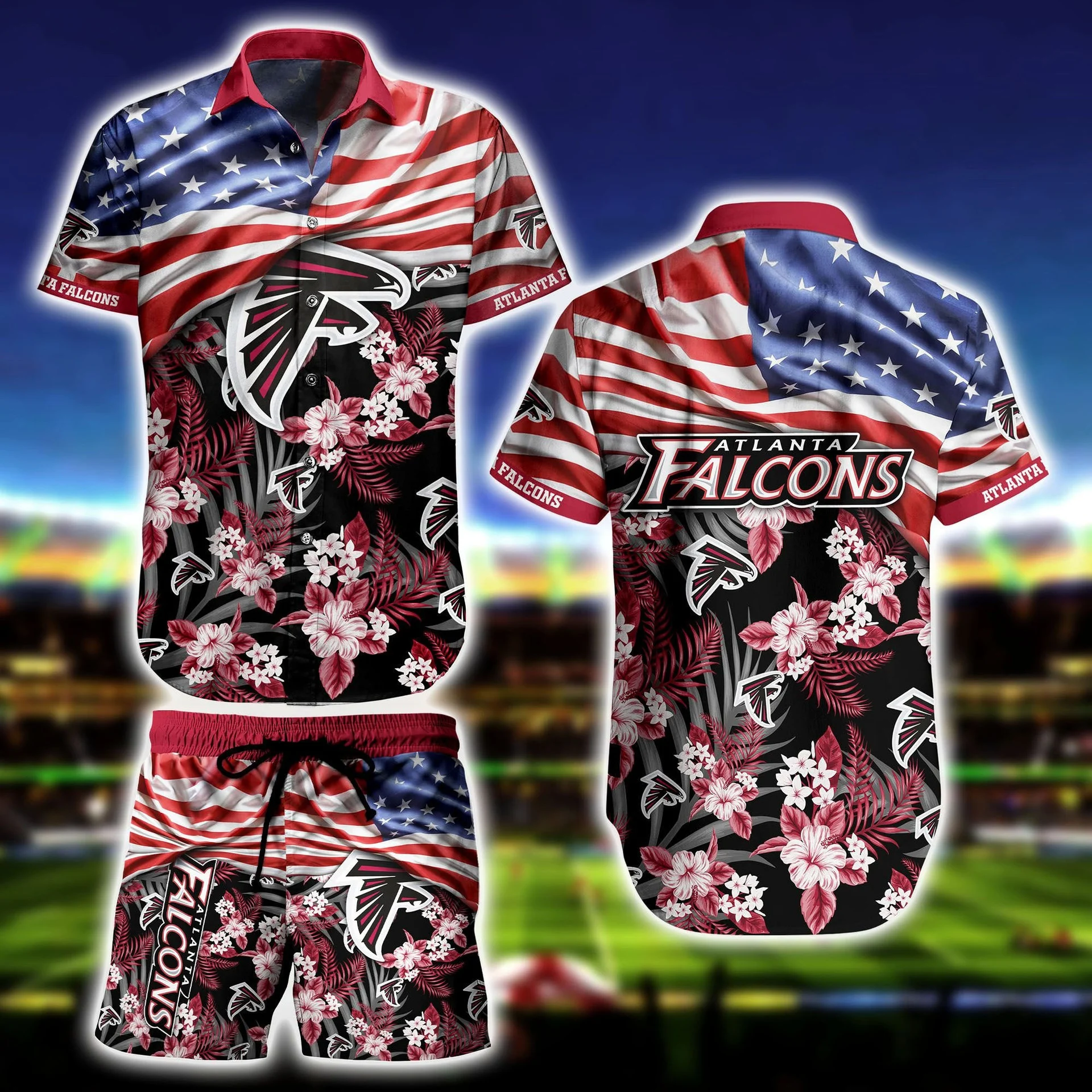 atlanta falcons patriotic floral hawaiian shirt 33apm