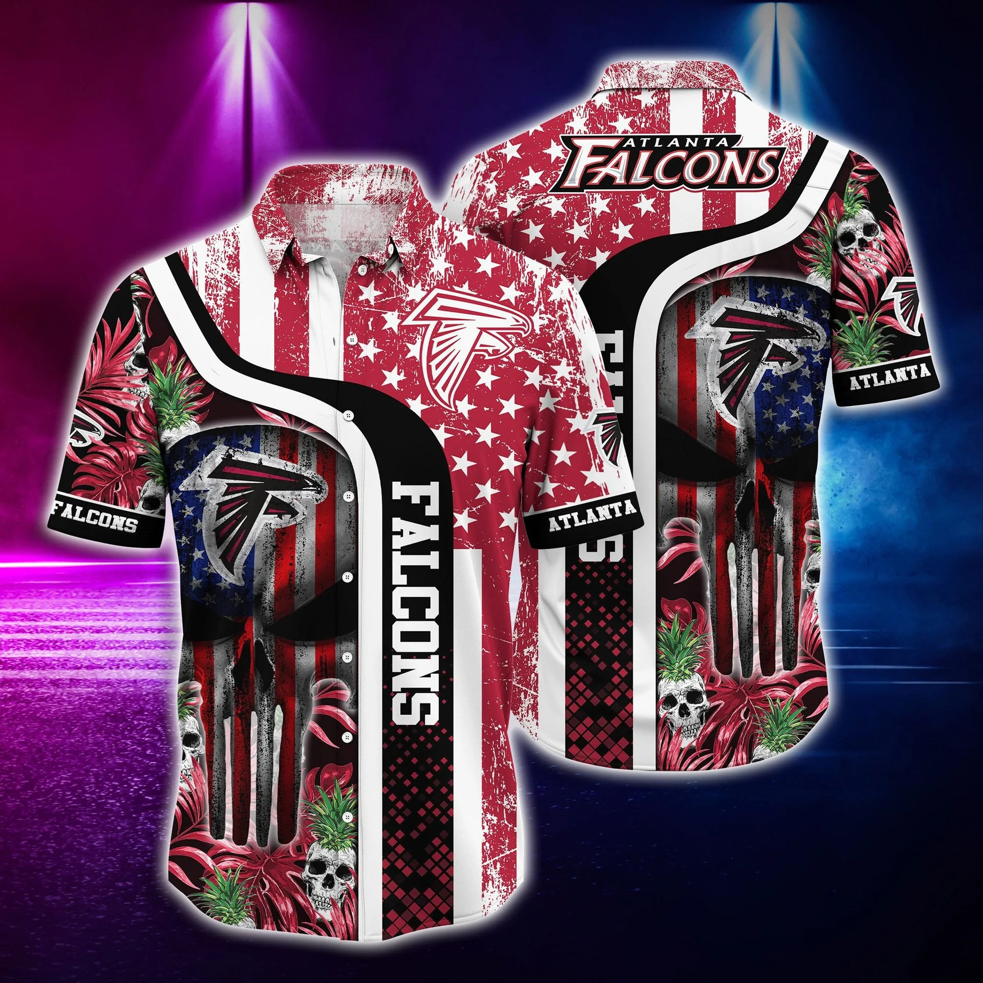 atlanta falcons stars and skulls hawaiian shirt fmvls