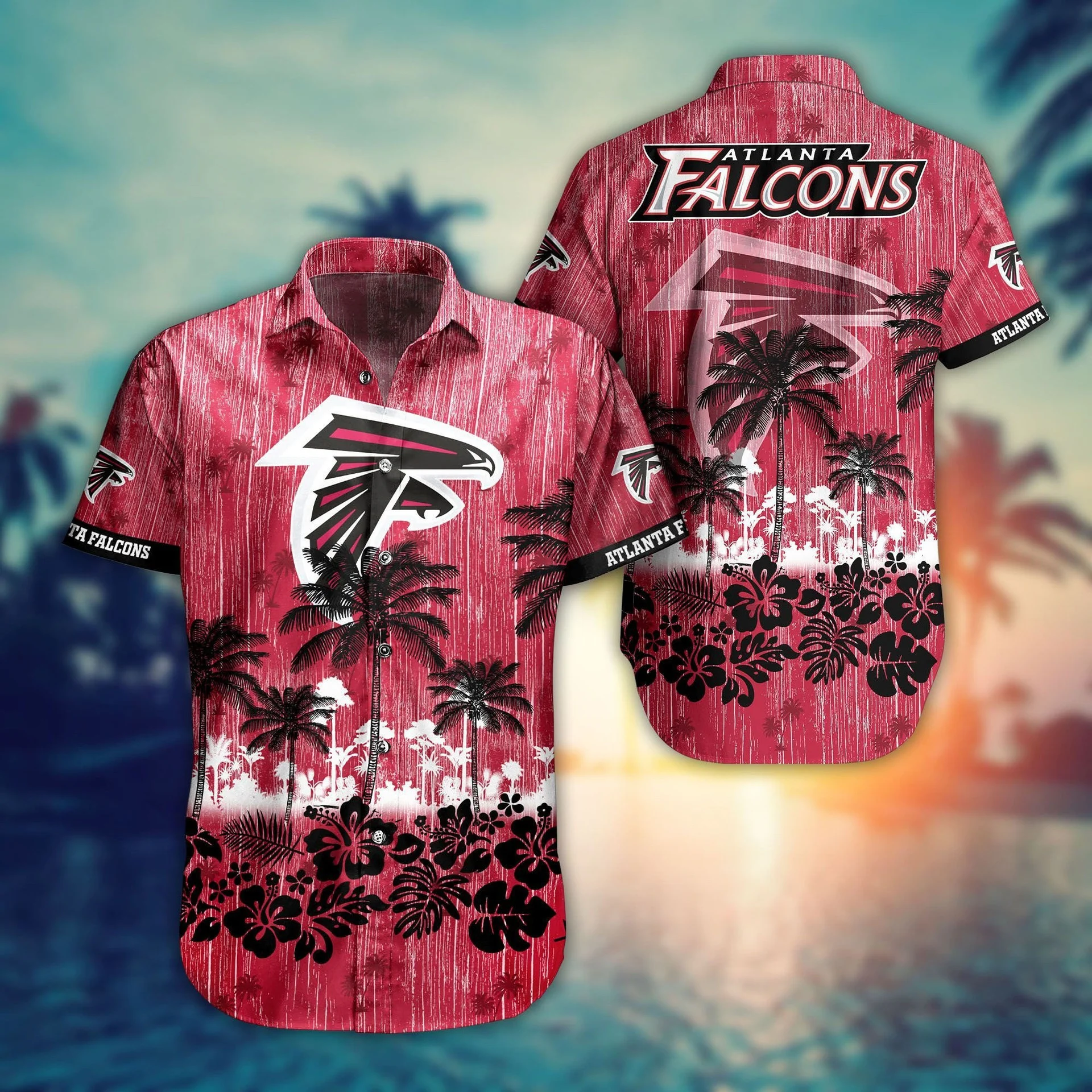 atlanta falcons tropical sunset hawaiian shirt lnrhi