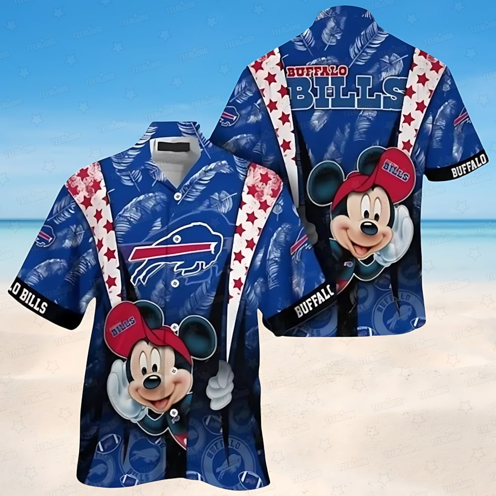 buffalo bills blue and red star character hawaiian shirt lh2g9