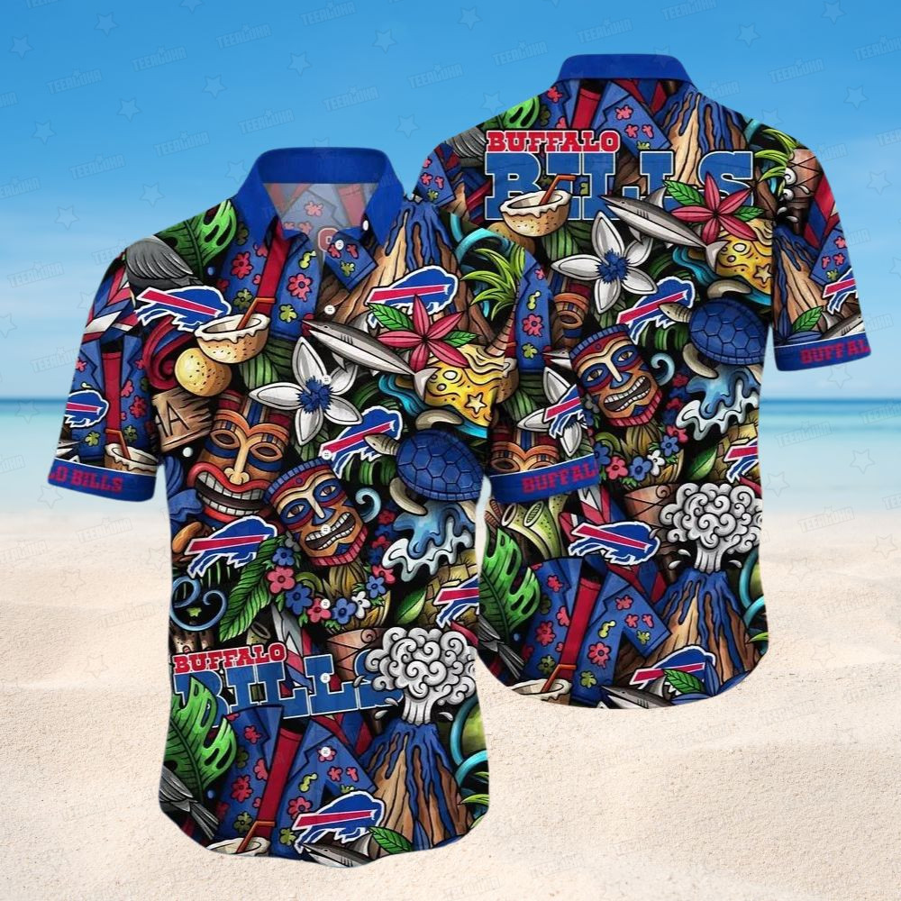 buffalo bills colorful tiki paradise hawaiian shirt j303o