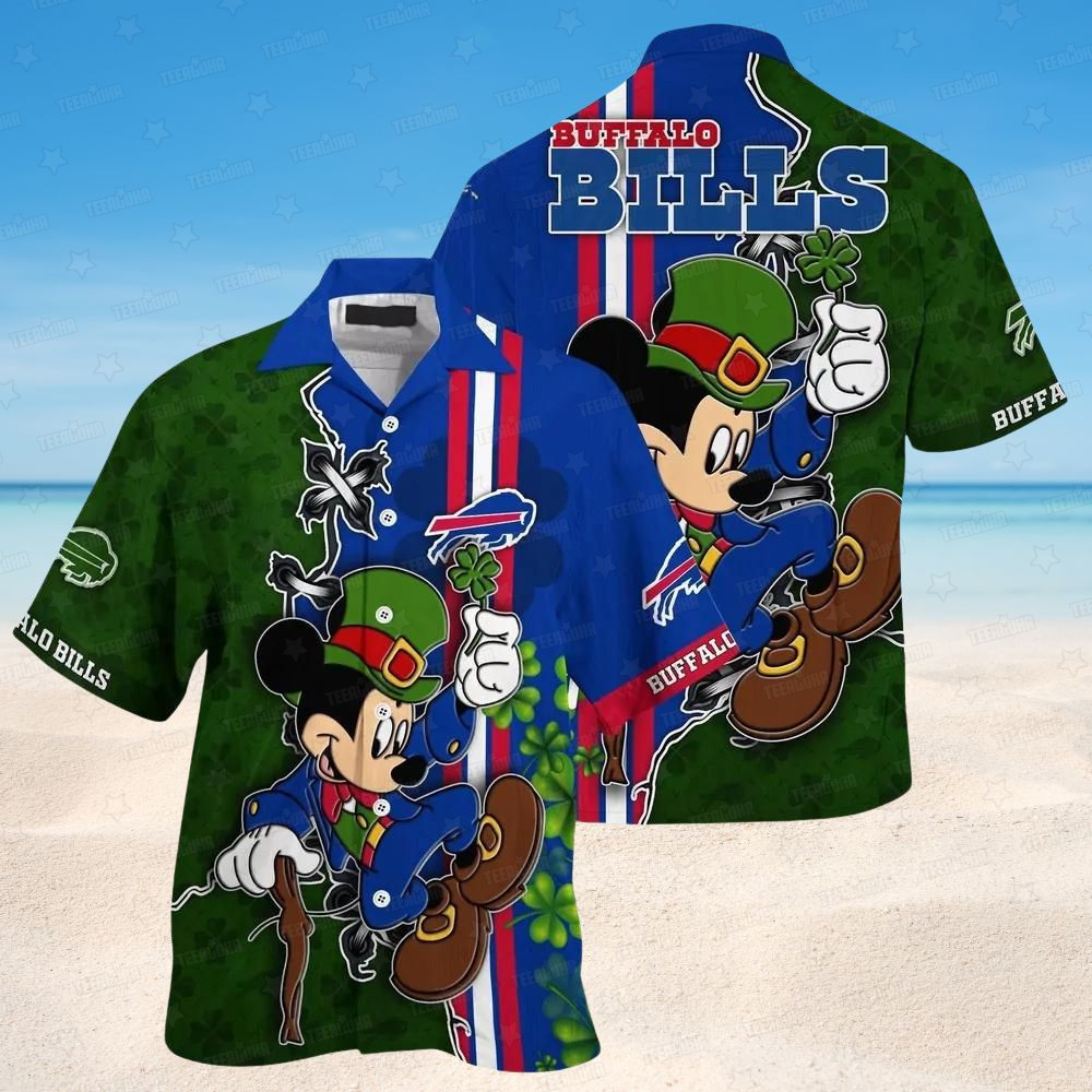 buffalo bills green clover character hawaiian shirt ajylc