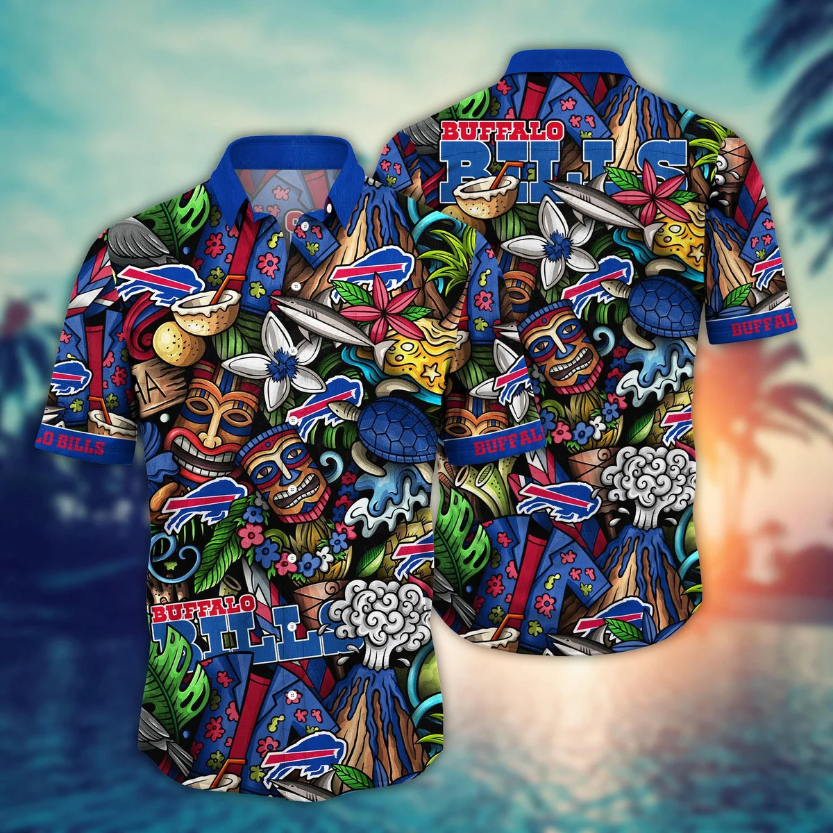 buffalo bills island tiki adventure hawaiian shirt