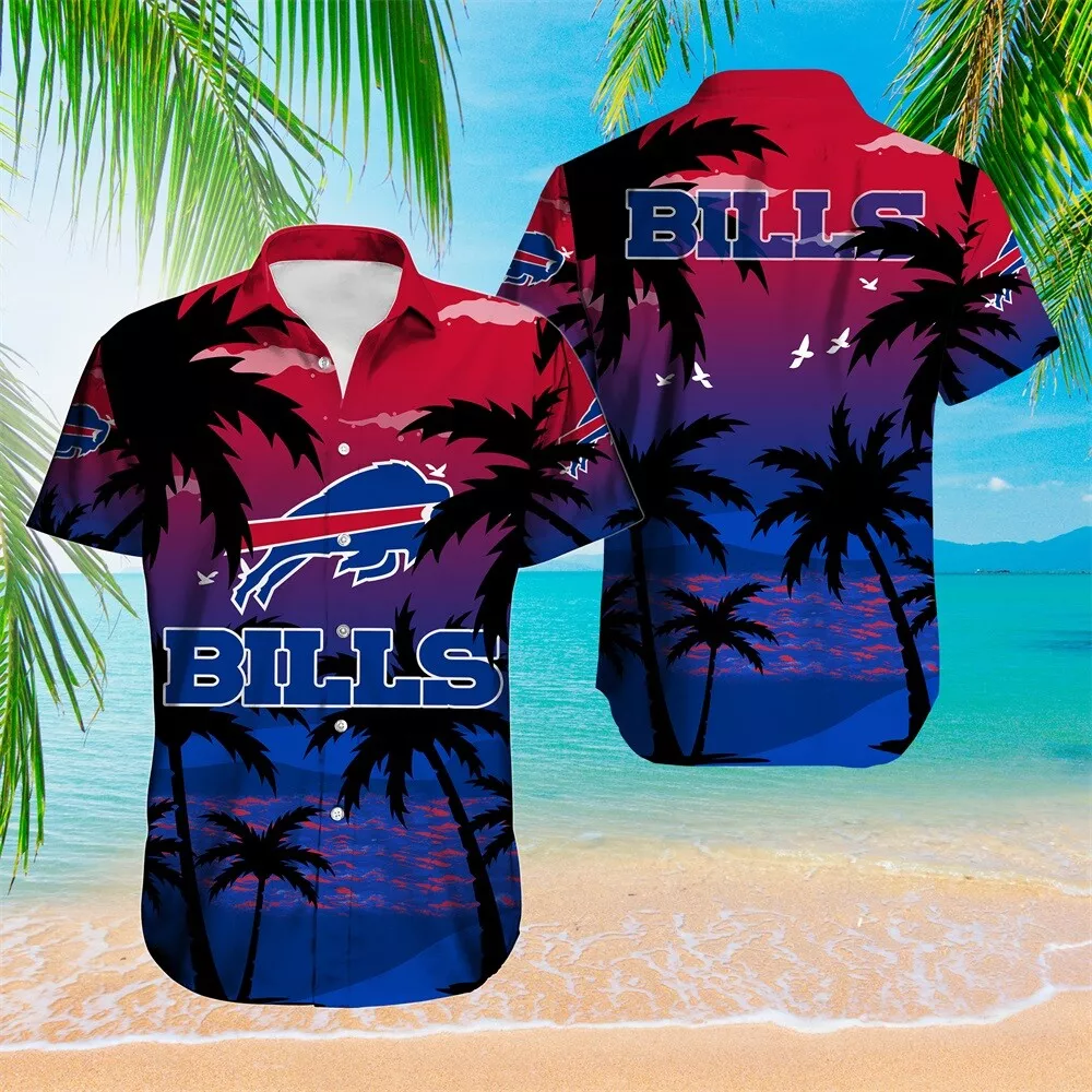 buffalo bills twilight palm sunset hawaiian shirt