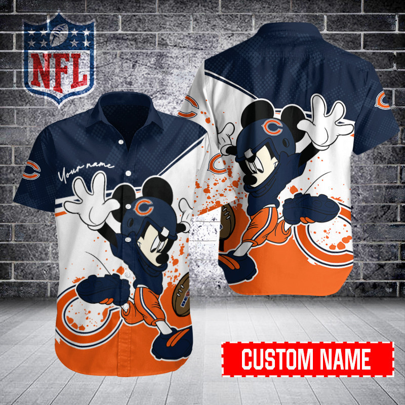 chicago bears cartoon gridiron custom hawaiian shirt