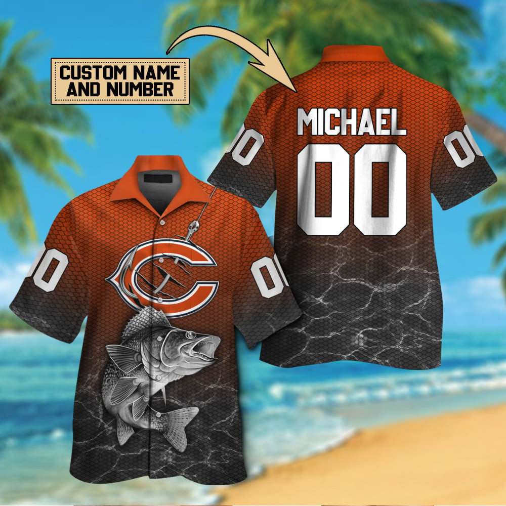 chicago bears fishing fanatic custom hawaiian shirt eqjap