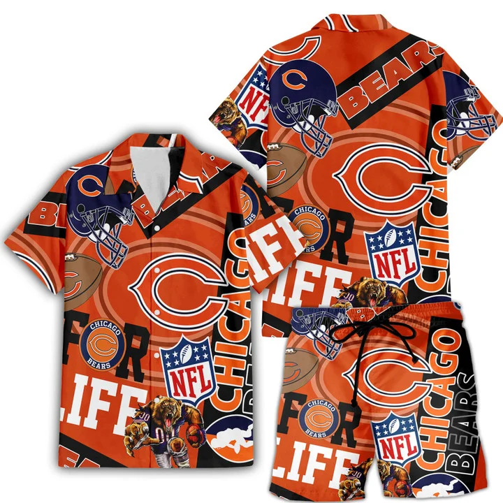 chicago bears for life collage set hawaiian shirt m3p30