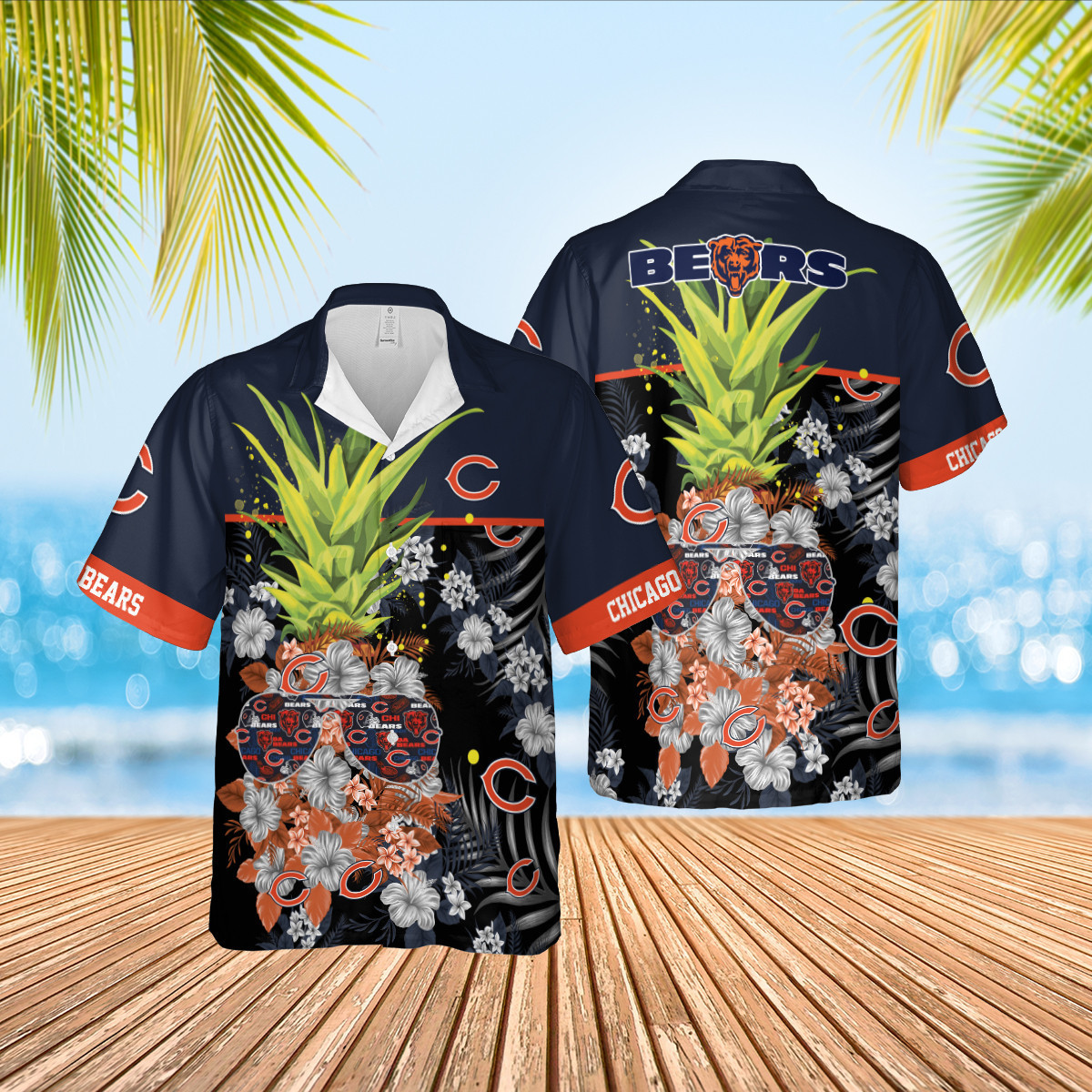 chicago bears pineapple in dark blue edition hawaiian shirt obzsw