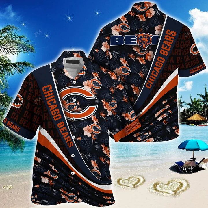 chicago bears tropical bloom hawaiian shirt bssvm