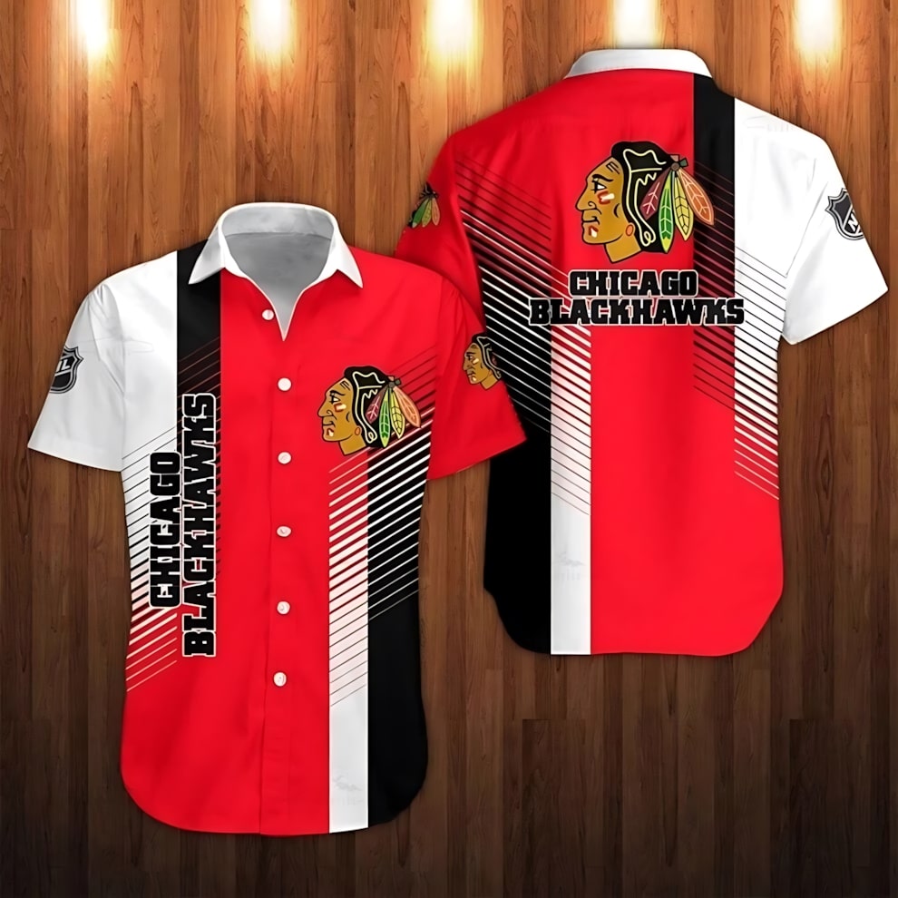 chicago blackhawks bold stripes hawaiian shirt wvmwn