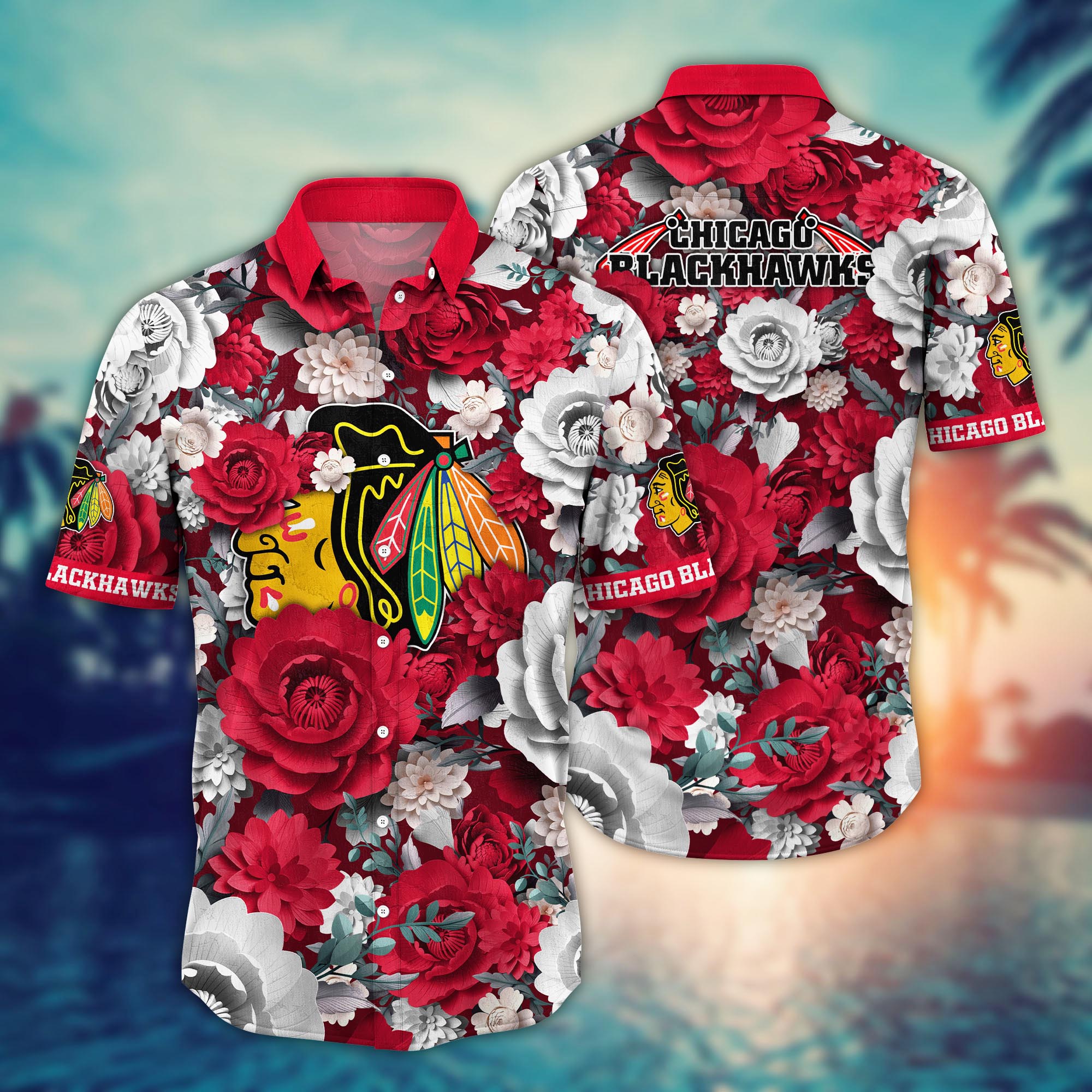 chicago blackhawks elegant blossom hawaiian shirt 55687