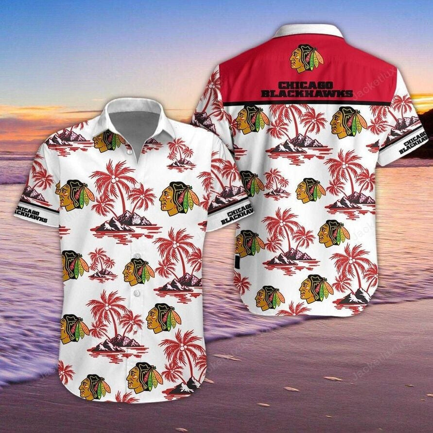 chicago blackhawks island sunset hawaiian shirt 9a2cf