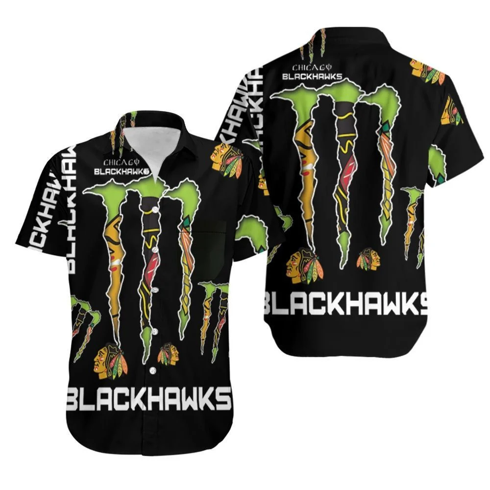 chicago blackhawks monster energy claw hawaiian shirt slpls