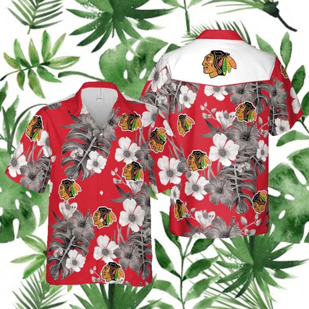 chicago blackhawks tropical elegance hawaiian shirt mmy8y