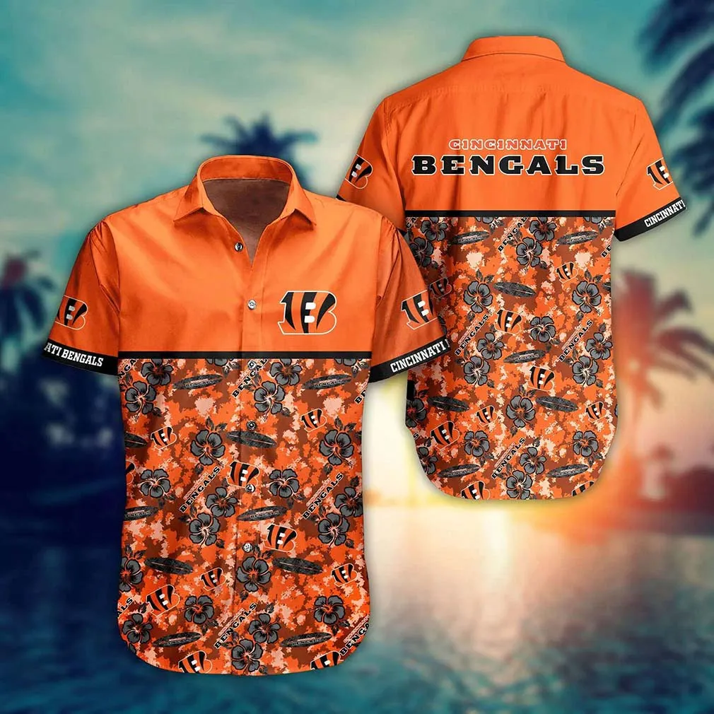 cincinnati bengals floral camo hawaiian shirt