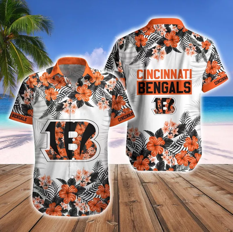 cincinnati bengals hibiscus bloom hawaiian shirt c9nhz