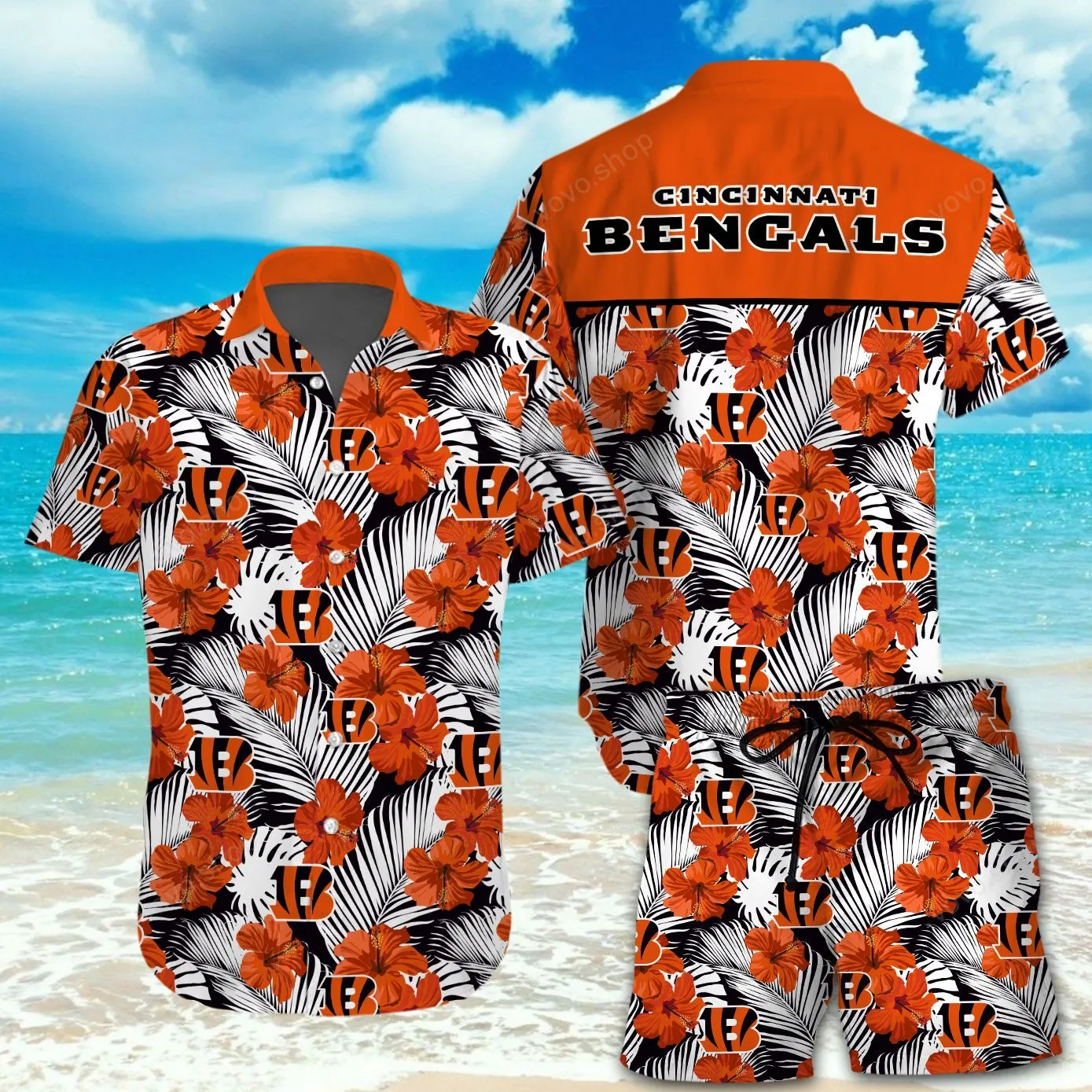 cincinnati bengals hibiscus paradise hawaiian shirt