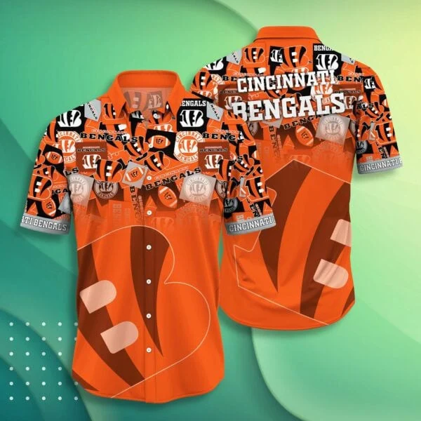 cincinnati bengals logo frenzy hawaiian shirt pfq80