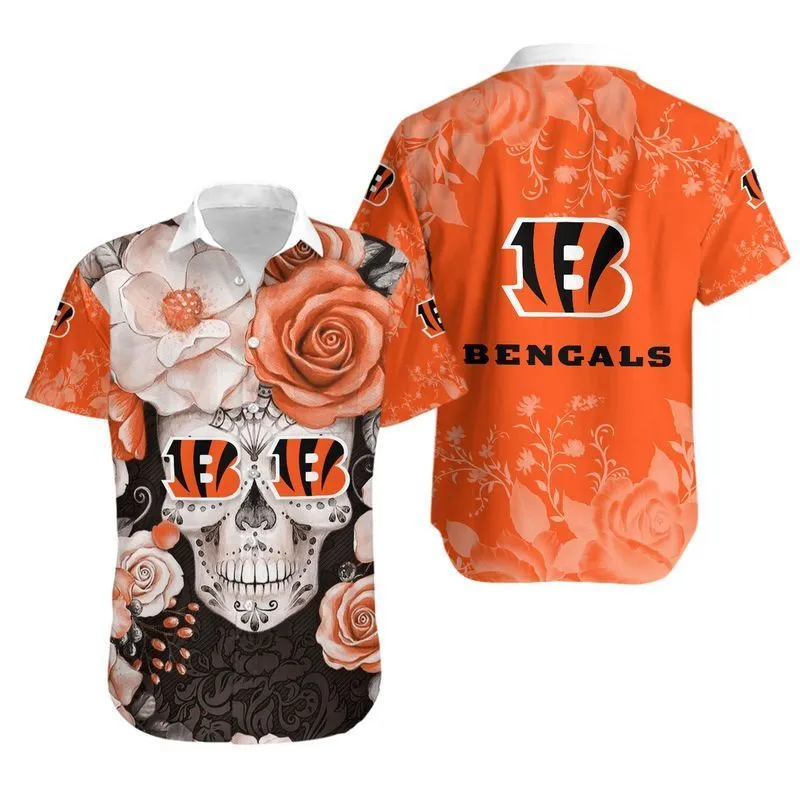 cincinnati bengals skull rose hawaiian shirt ogh6a