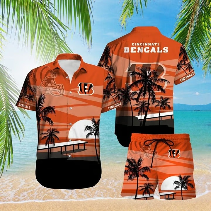 cincinnati bengals tropical sunset hawaiian shirt mmya1