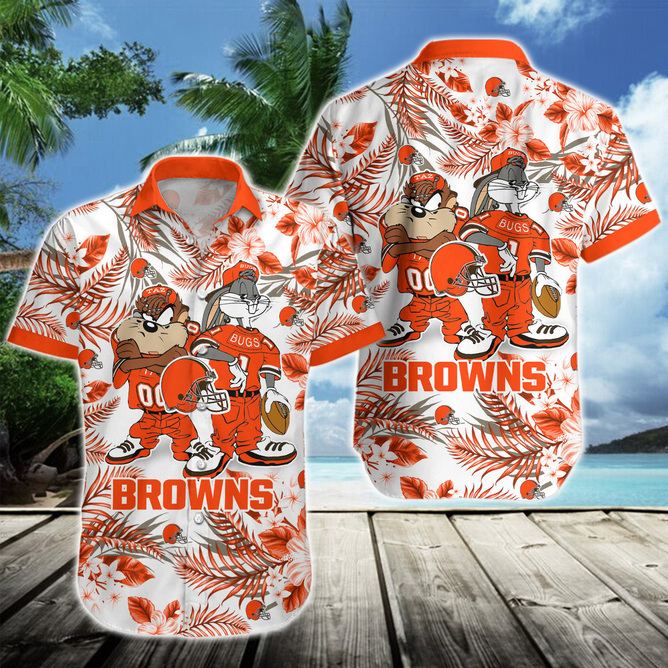 cleveland browns cartoon paradise hawaiian shirt aivb9