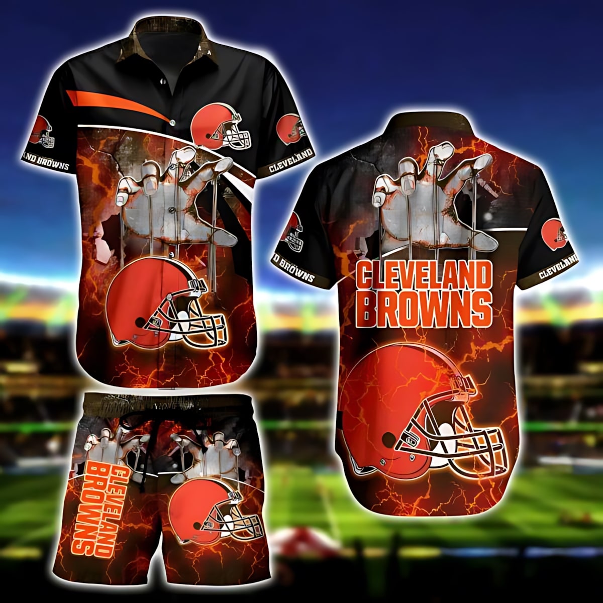 cleveland browns electric grip hawaiian shirt mcan1