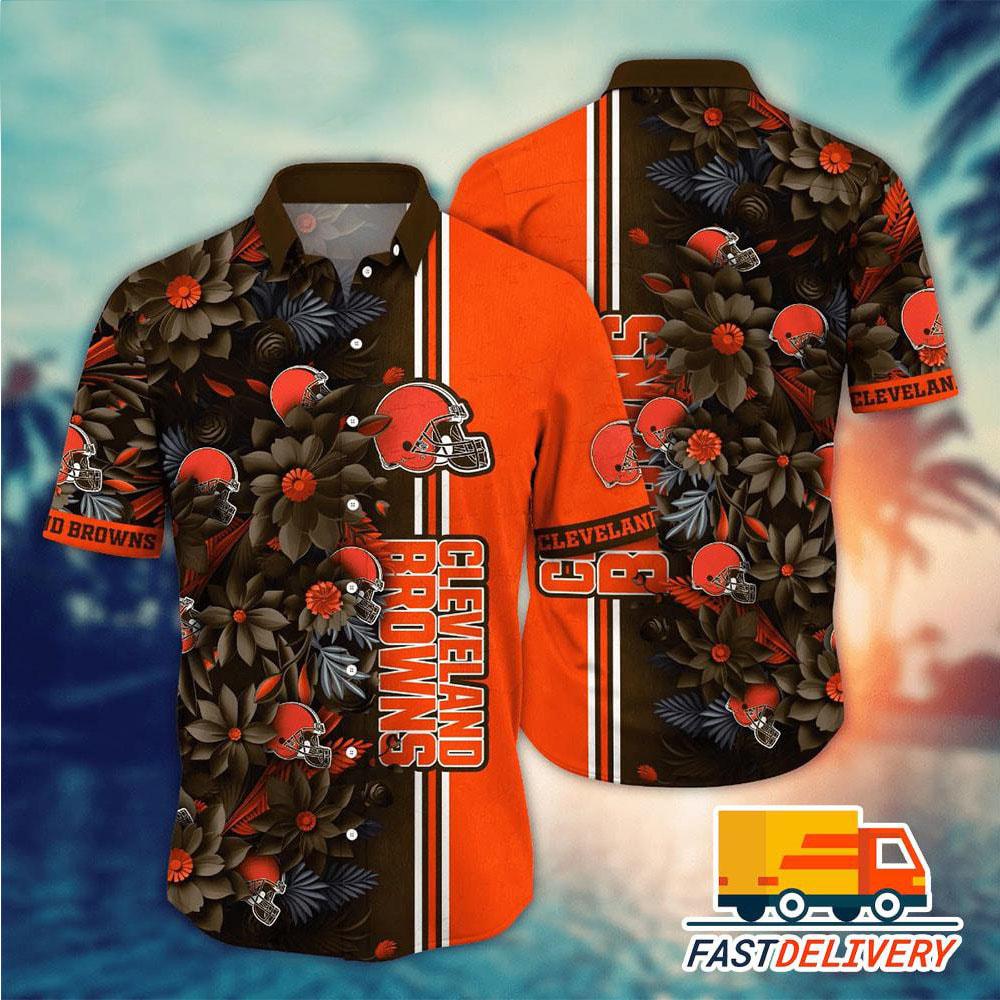 cleveland browns floral impact hawaiian shirt