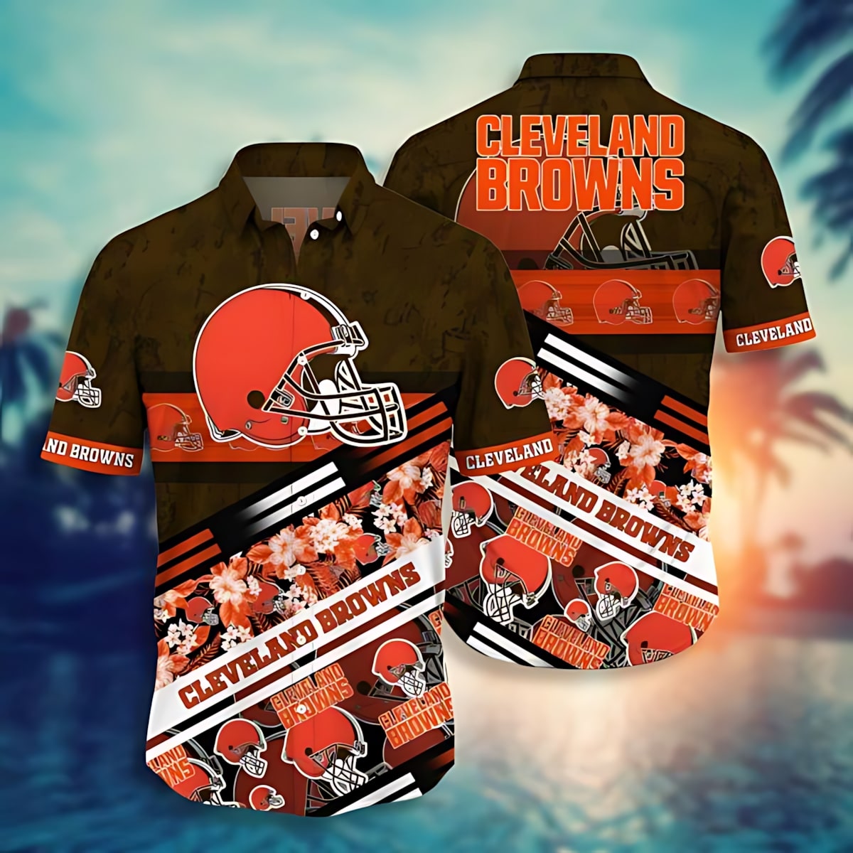 cleveland browns floral stripes hawaiian shirt ug8ms