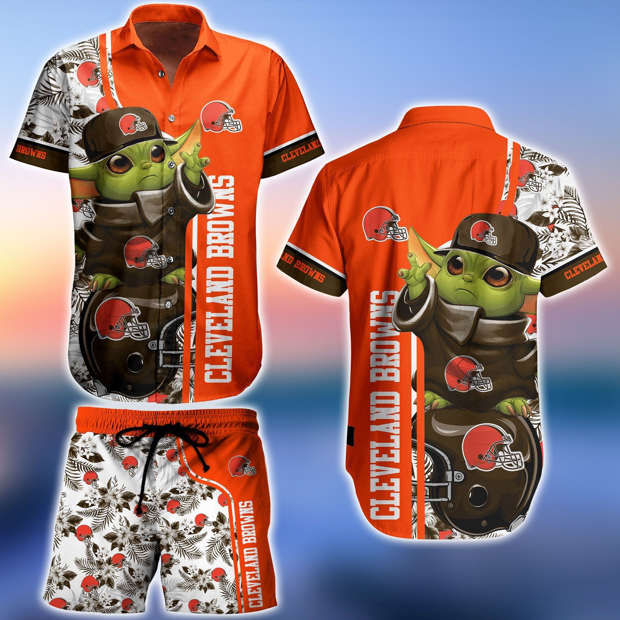 cleveland browns galactic mascot hawaiian shirt