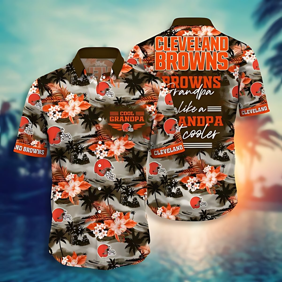 cleveland browns grandpa paradise hawaiian shirt zkftz