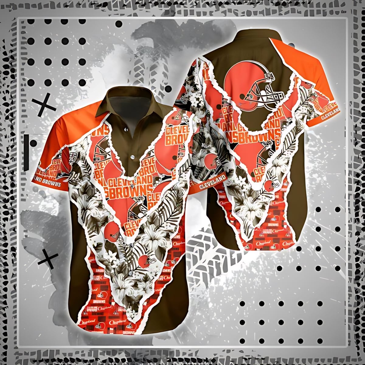 cleveland browns gridiron aloha hawaiian shirt cogdq