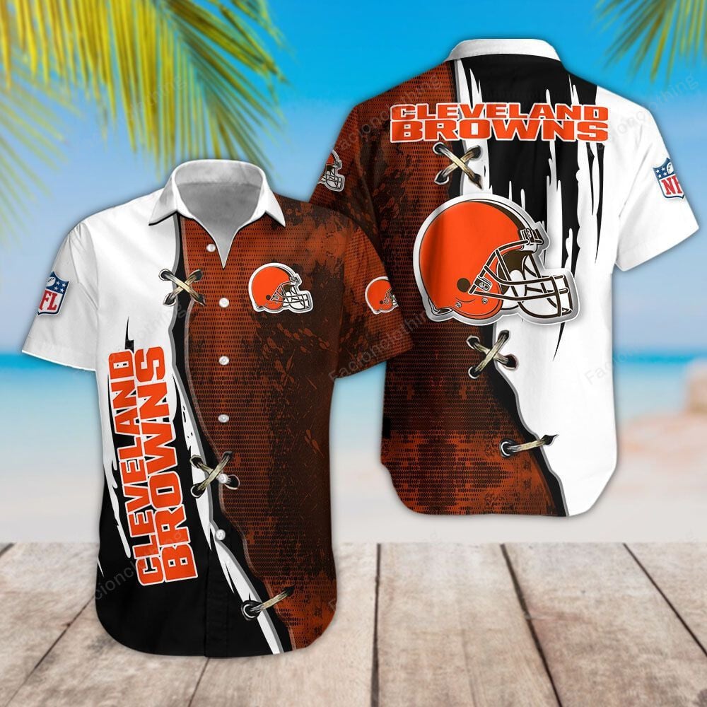 cleveland browns gridiron laces hawaiian shirt 3psld