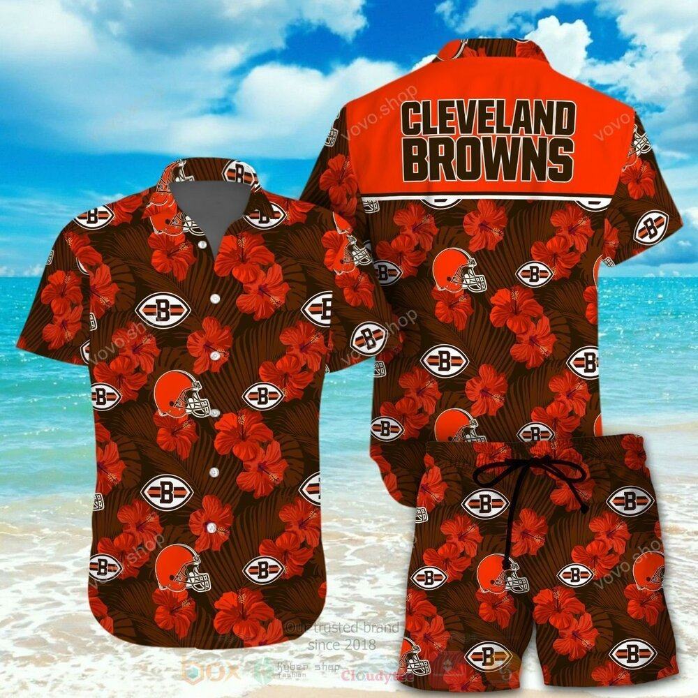 cleveland browns hibiscus pride hawaiian shirt