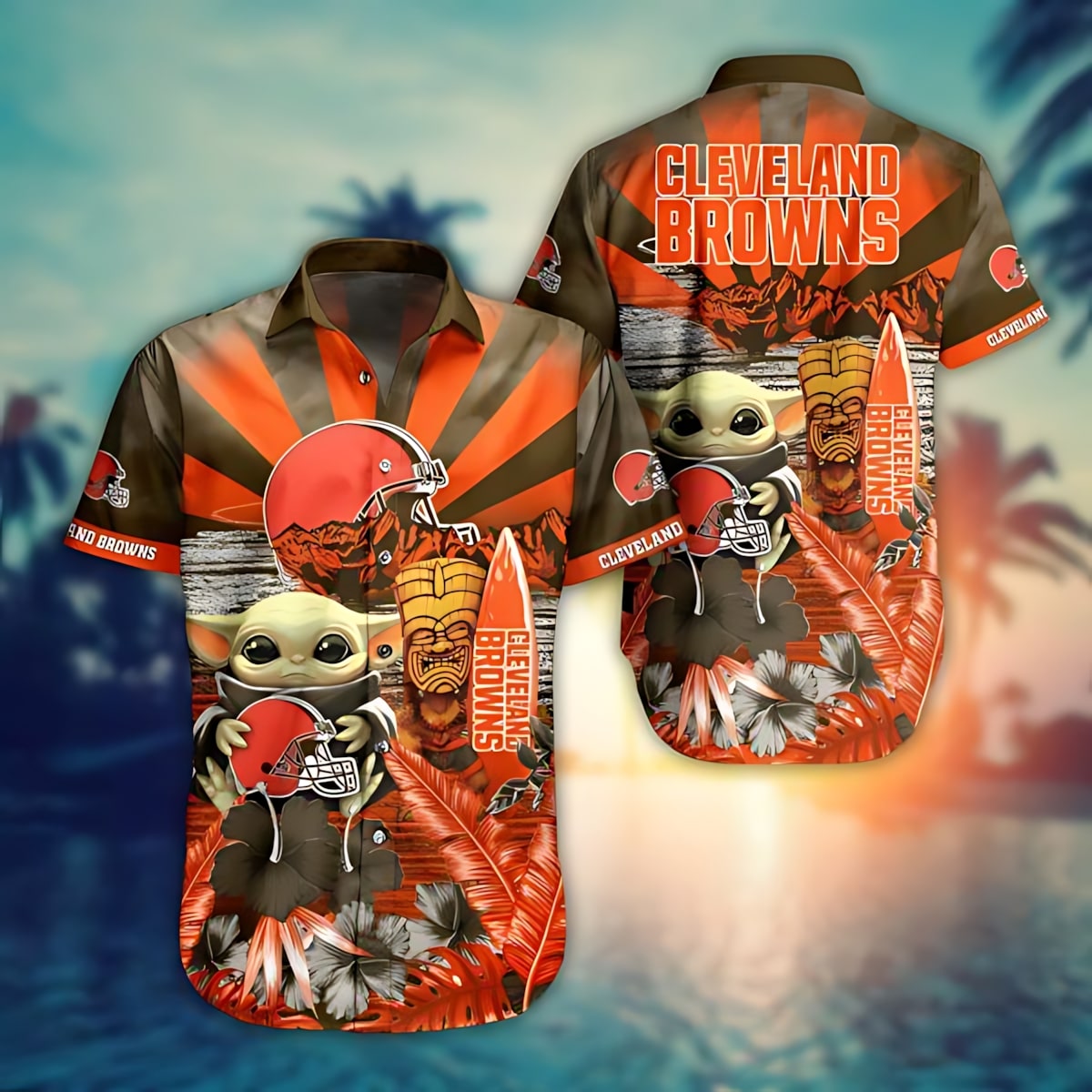 cleveland browns tiki time hawaiian shirt s73c6