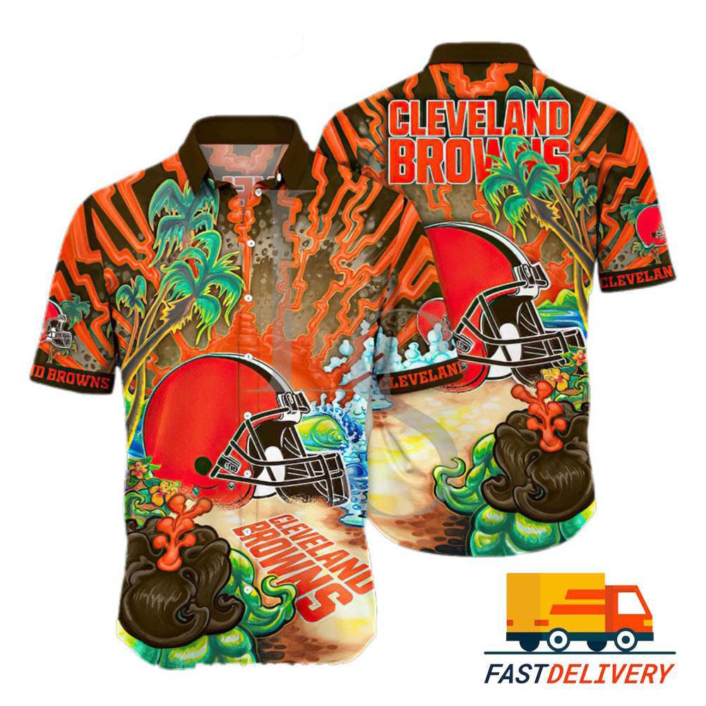 cleveland browns volcanic blaze hawaiian shirt s0f0f