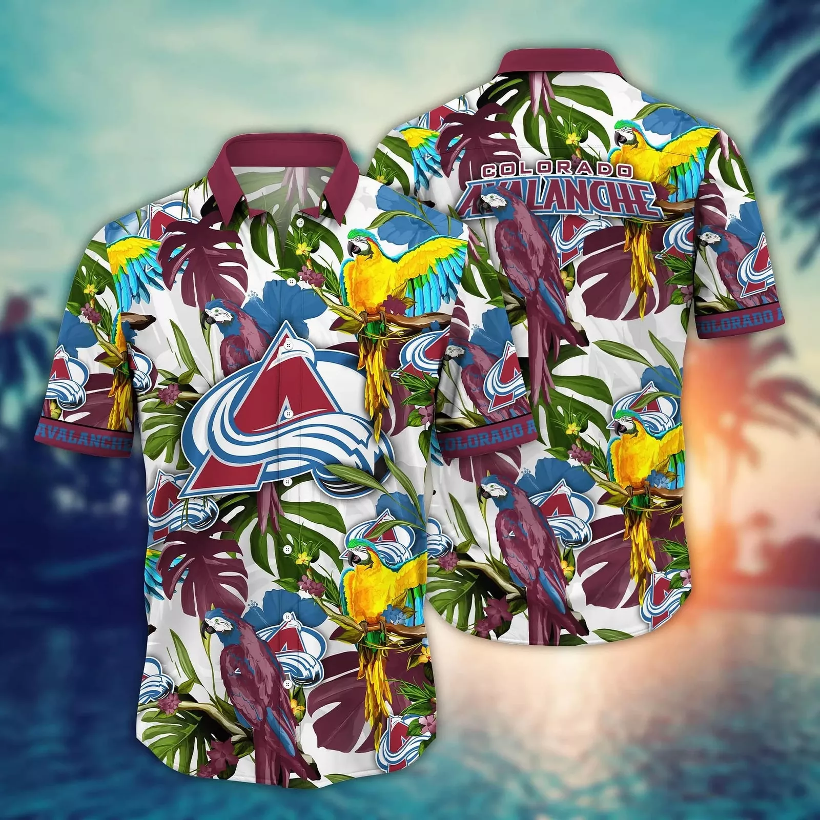 colorado avalanche tropical paradise hawaiian shirt