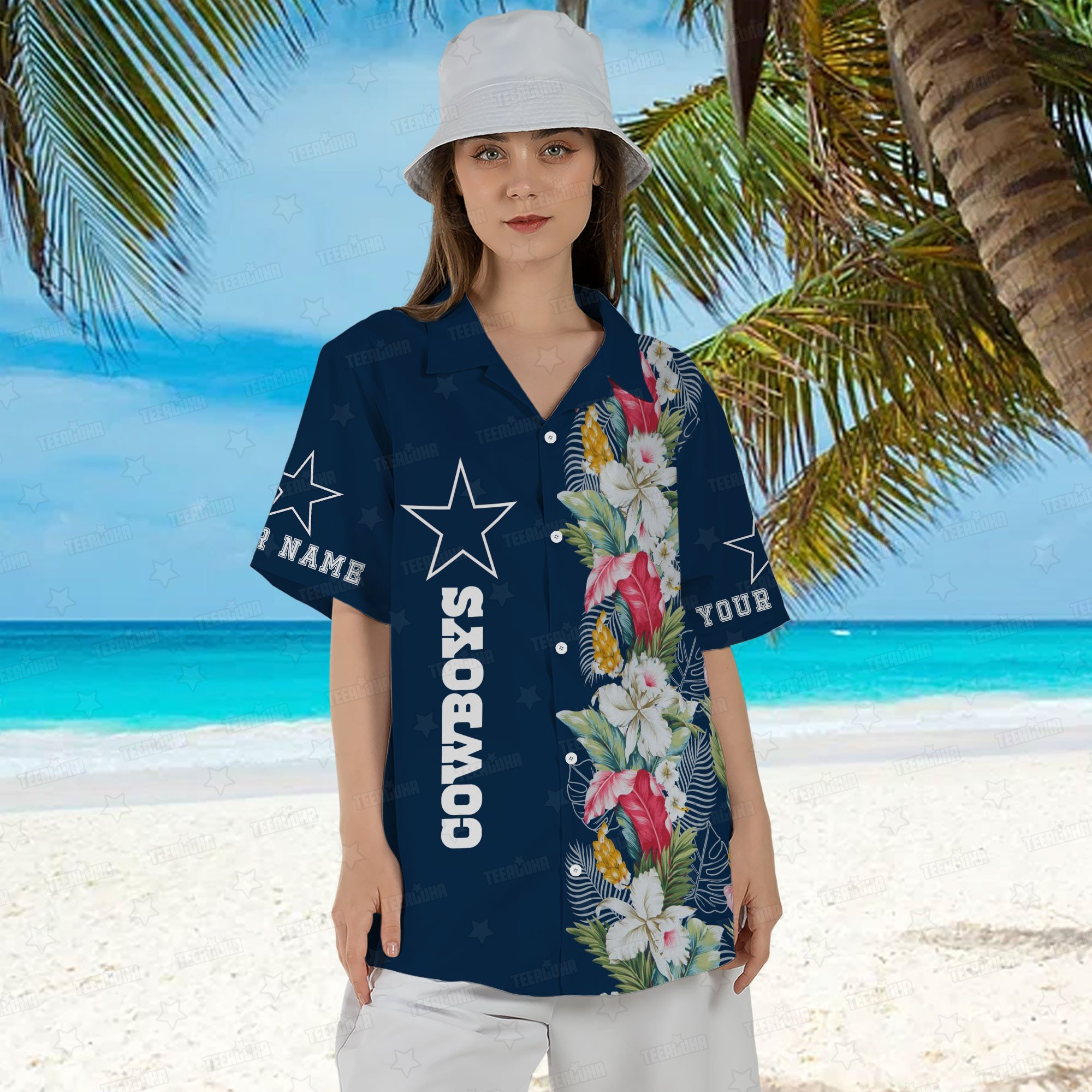 dallas cowboys floral fantasy personalized hawaiian shirt s0yrc